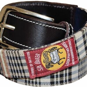 Ladies Classic BakerTan Plaid and Leather Equestrian Riding Belt Size XL